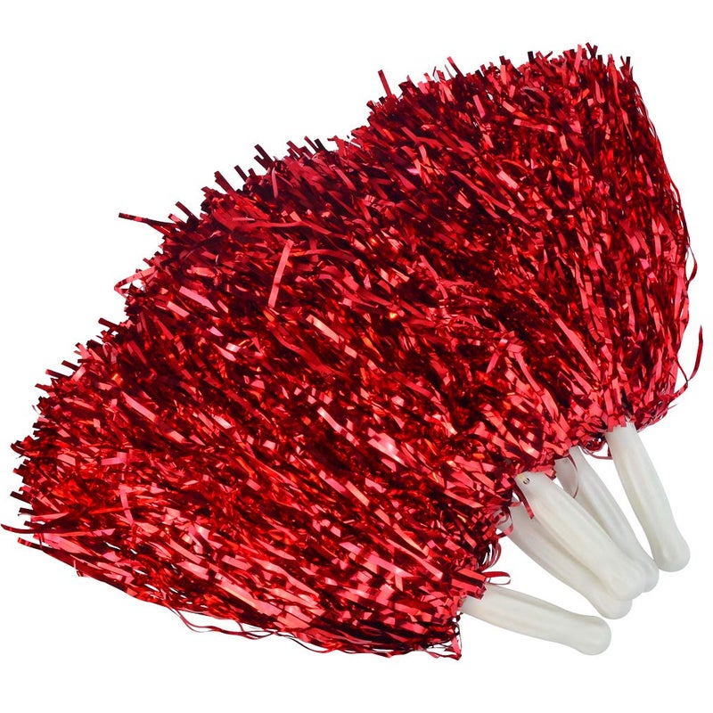 baotongle 12 PCS Cheerleading Squad Spirited Fun Poms Pompoms Cheer Costume Accessory for Party Dance Sports (Reds) - Image 1